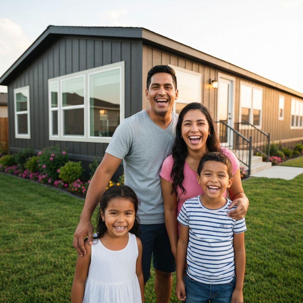 Family achieving homeownership